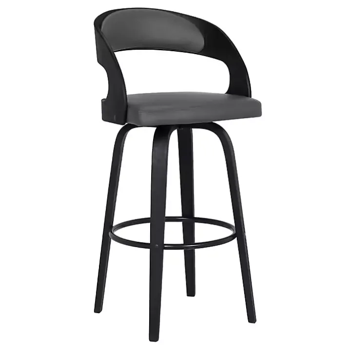 Gray Faux Leather Black Wood Sally Counter Stool