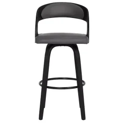 Gray Faux Leather Black Wood Sally Counter Stool