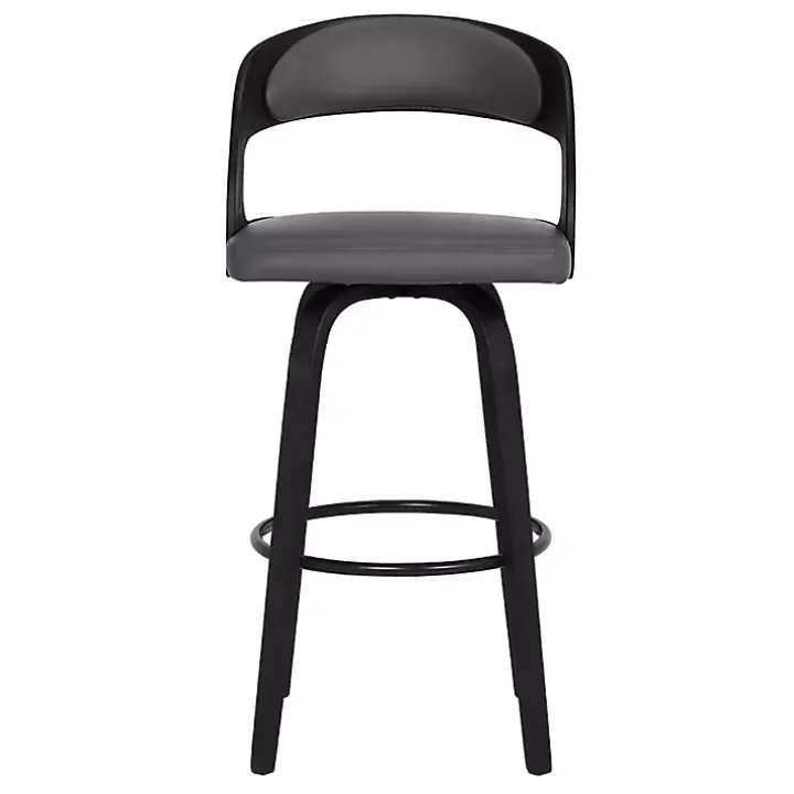 Gray Faux Leather Black Wood Sally Counter Stool