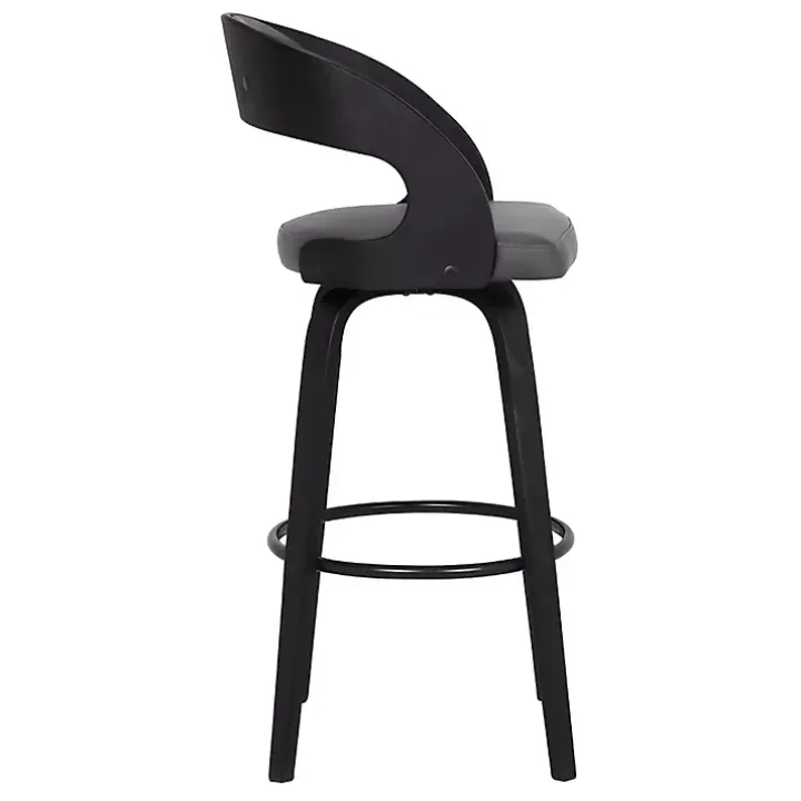 Gray Faux Leather Black Wood Sally Counter Stool
