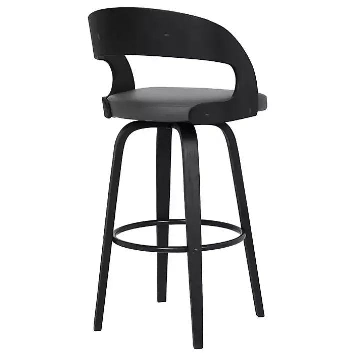 Gray Faux Leather Black Wood Sally Counter Stool