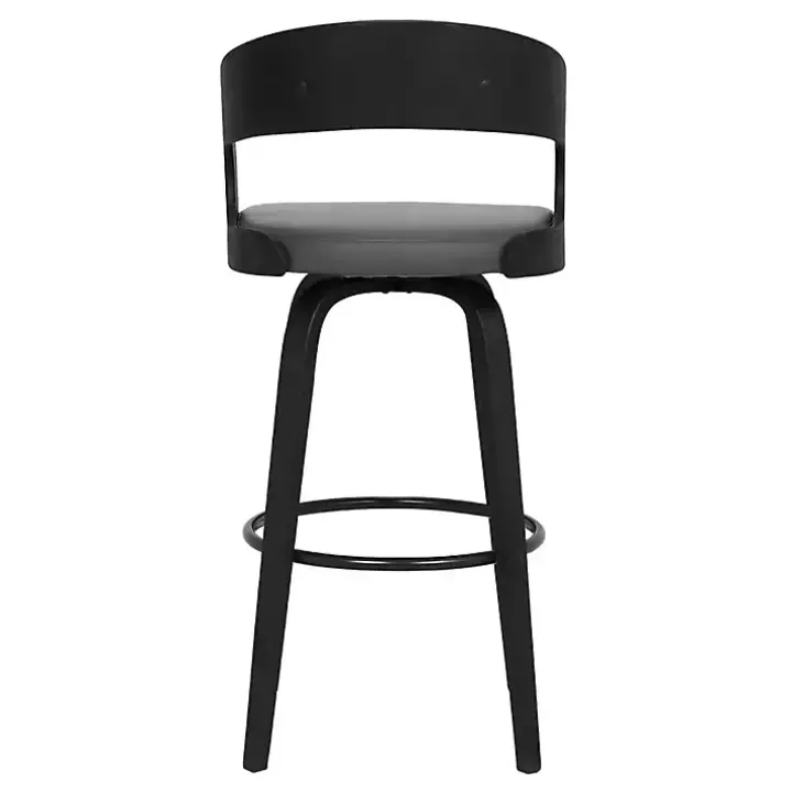 Gray Faux Leather Black Wood Sally Counter Stool