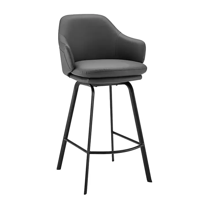 Gray Faux Leather Brigden Swivel Counter Stool