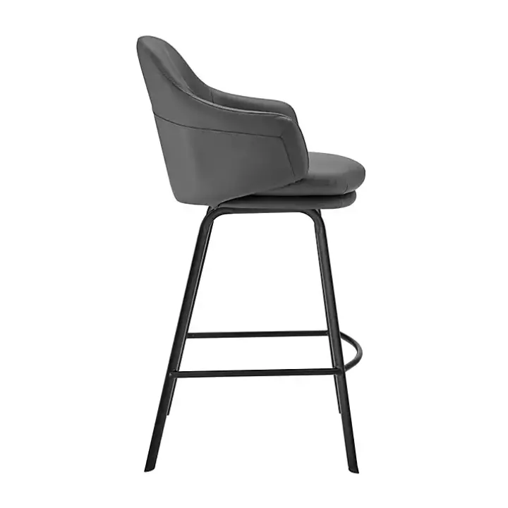 Gray Faux Leather Brigden Swivel Counter Stool