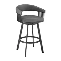 Gray Faux Leather Chelsea Swivel Bar Stool