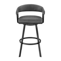 Gray Faux Leather Chelsea Swivel Bar Stool