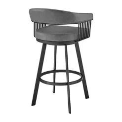 Gray Faux Leather Chelsea Swivel Bar Stool