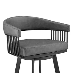 Gray Faux Leather Chelsea Swivel Bar Stool