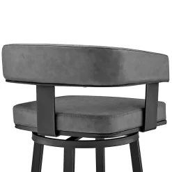 Gray Faux Leather Lorin Swivel Counter Stool
