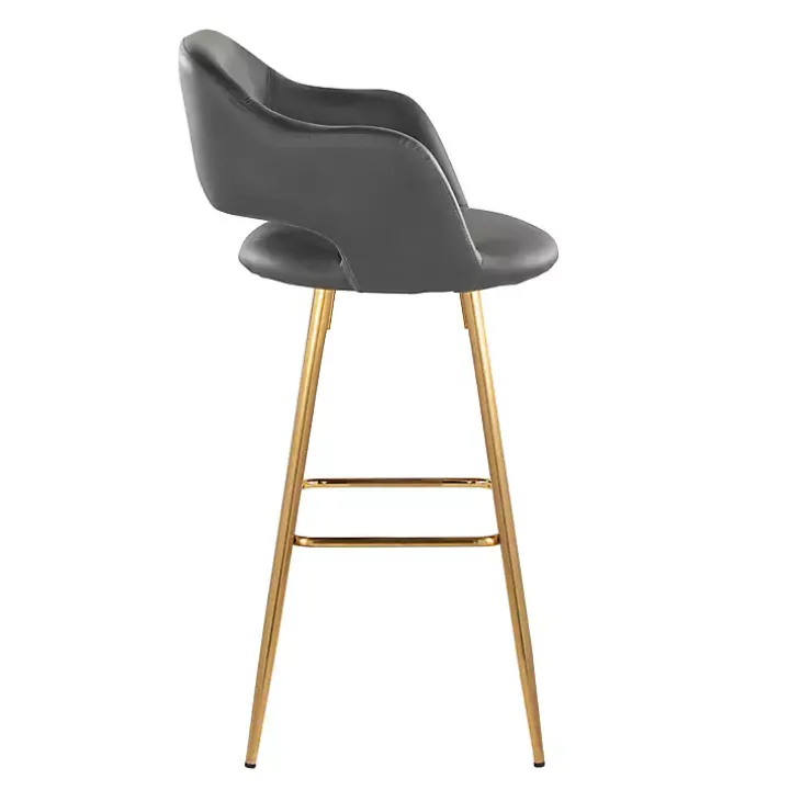 Gray Faux Leather Marge Bar Stools, Set of 2