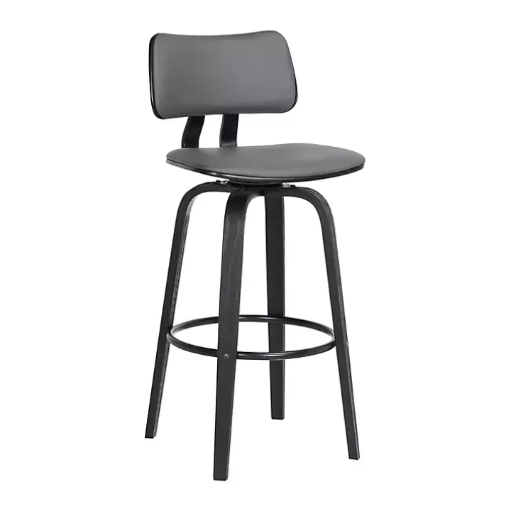 Gray Faux Leather Pico Swivel Counter Stool