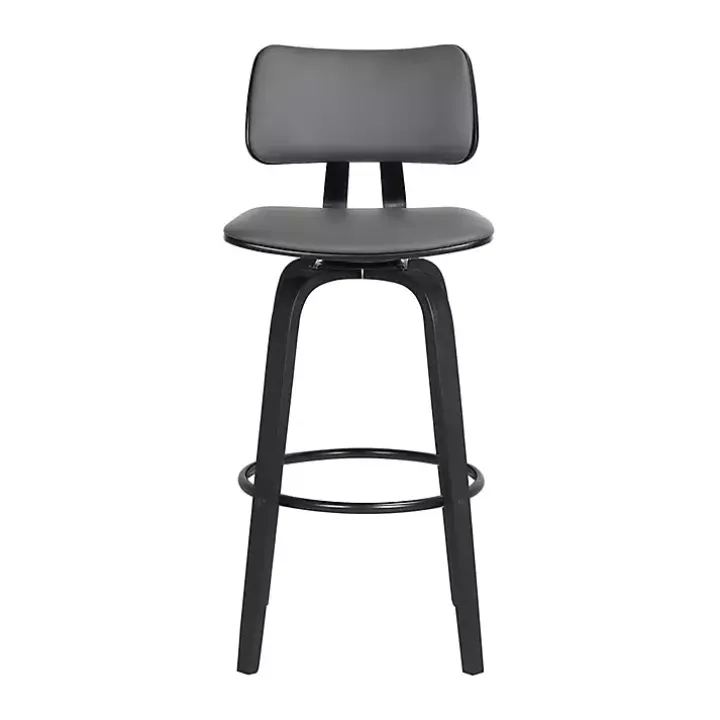 Gray Faux Leather Pico Swivel Counter Stool