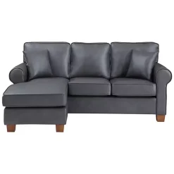 Gray Faux Leather Rolled Arm Sectional