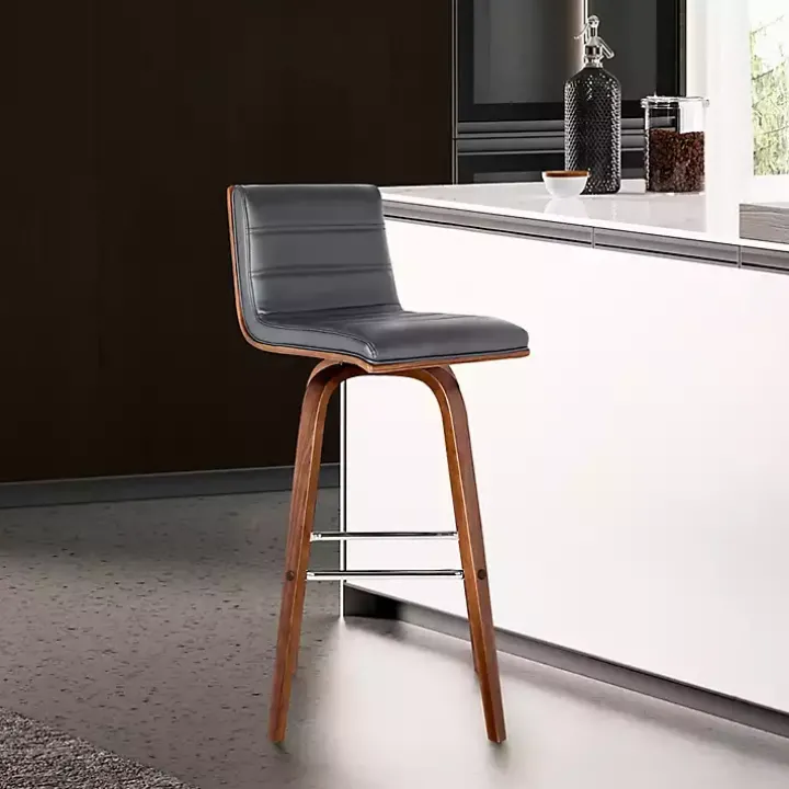 Gray Faux Leather Vienna Swivel Counter Stool