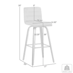 Gray Faux Leather Vienna Swivel Counter Stool