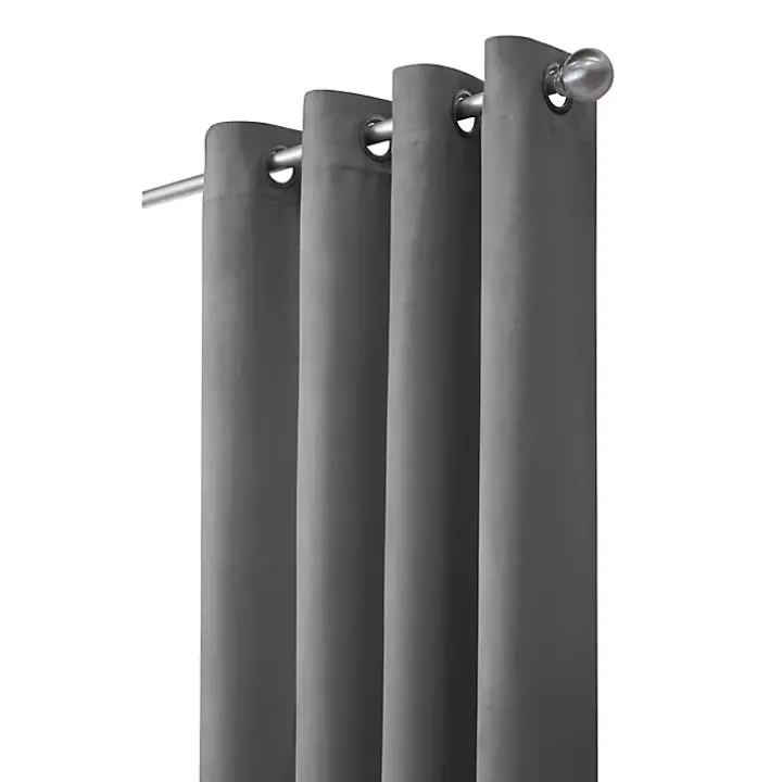 Gray Faux Suede Blackout Curtain Panel, 108 in.