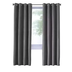 Gray Faux Suede Blackout Curtain Panel, 95 in.