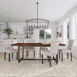 Gray Floral Parsons Dining Chairs, Set of 2