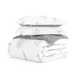 Gray Floral Reversible 2-pc. Twin Duvet Cover Set