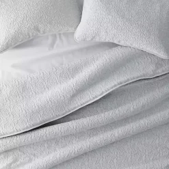 Gray Floral Stitch 3-pc. Queen Quilt Set