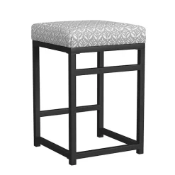 Gray Floral Upholstered Counter Stool