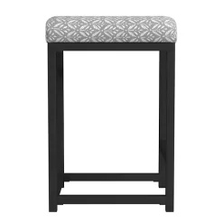 Gray Floral Upholstered Counter Stool