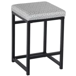 Gray Floral Upholstered Counter Stool