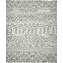 Gray Geo Stripes Tassel Fringe Area Rug, 5x7