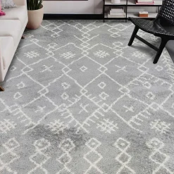 Gray Geometric Area Rug, 8x10