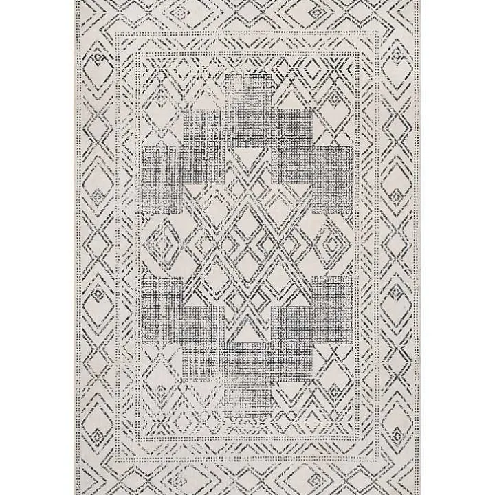 Gray Geometric Medallion Washable Runner