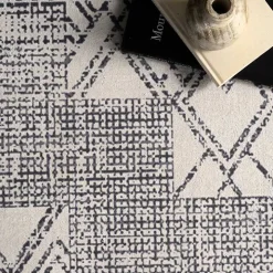 Gray Geometric Medallion Washable Runner