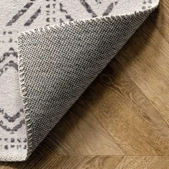 Gray Geometric Medallion Washable Runner