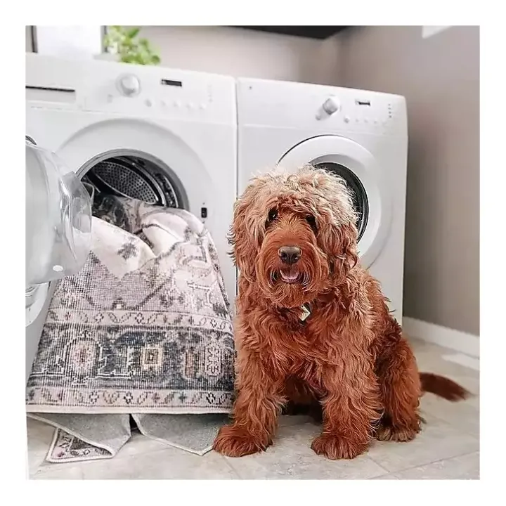 Gray Geometric Medallion Washable Runner