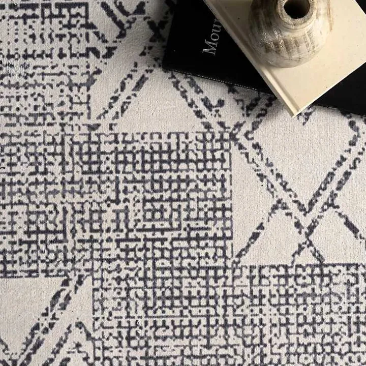 Gray Geometric Medallion Washable Area Rug, 5x8