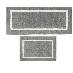 Gray Geometric Pattern Reversible Bath Mat, 34 in.