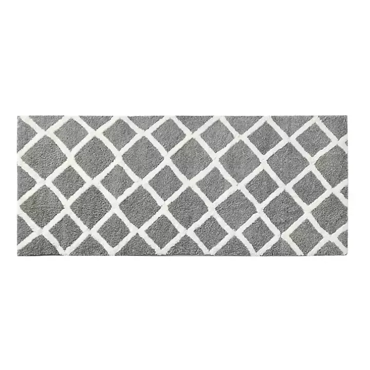 Gray Geometric Pattern Reversible Bath Mat, 60 in.