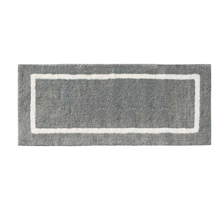 Gray Geometric Pattern Reversible Bath Mat, 60 in.