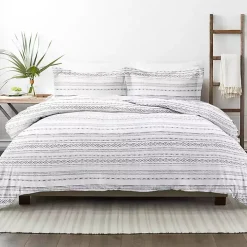 Gray Geometric 3-Pc. Queen Duvet Cover Set
