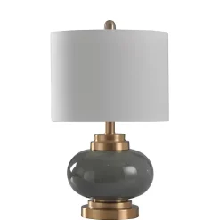 Gray Glass and Copper Metal Table Lamp