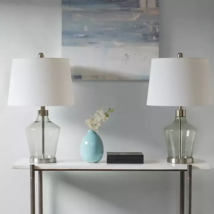 Gray Glass Bold Table Lamps, Set of 2