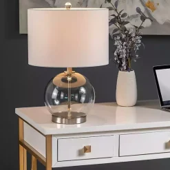 Gray Glass Globe Table Lamp