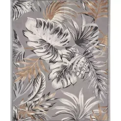 Gray Grand Leaf Coastal Area Rug, 7x9