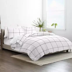 Gray Grid Plaid 3-pc. Micro King Duvet Cover Set