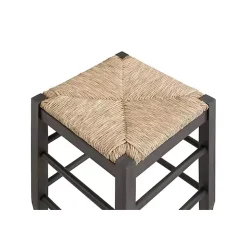 Gray Handwoven Square Wooden Counter Stool