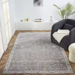 Gray Ivory Area Rug, 5x8