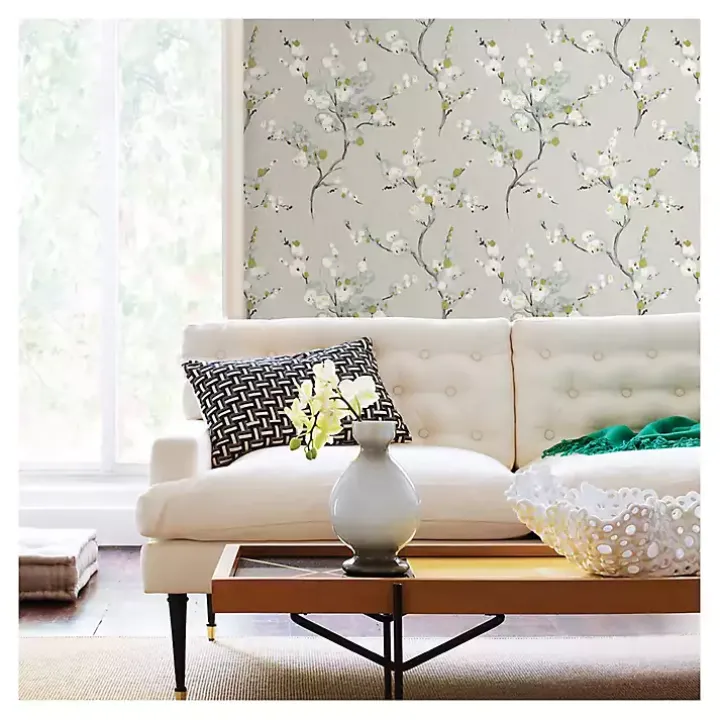 Gray Japanese Blossom Peel & Stick Wallpaper