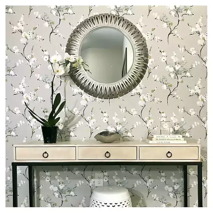 Gray Japanese Blossom Peel & Stick Wallpaper