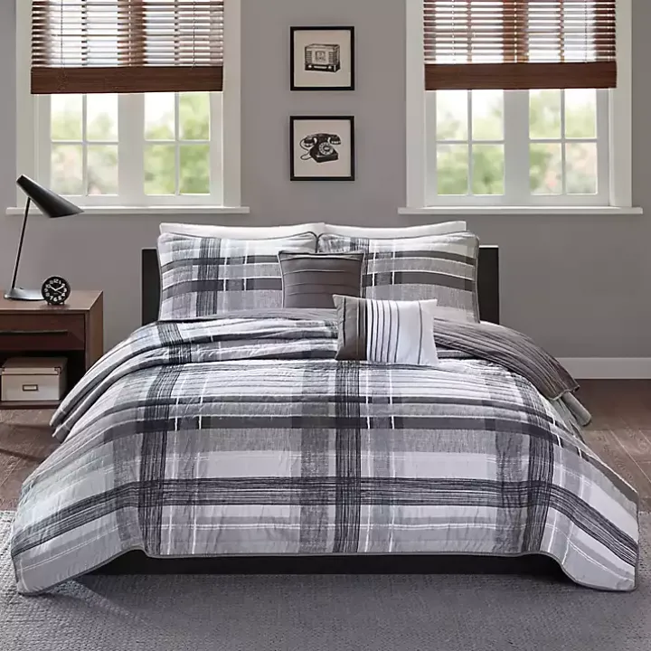 Gray Jax Plaid 5-pc. Full/Queen Comforter Set
