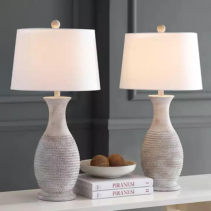 Gray Jug Base Table Lamps, Set of 2