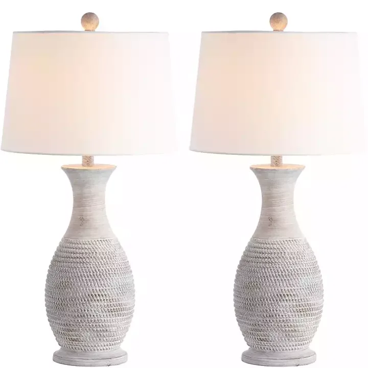 Gray Jug Base Table Lamps, Set of 2